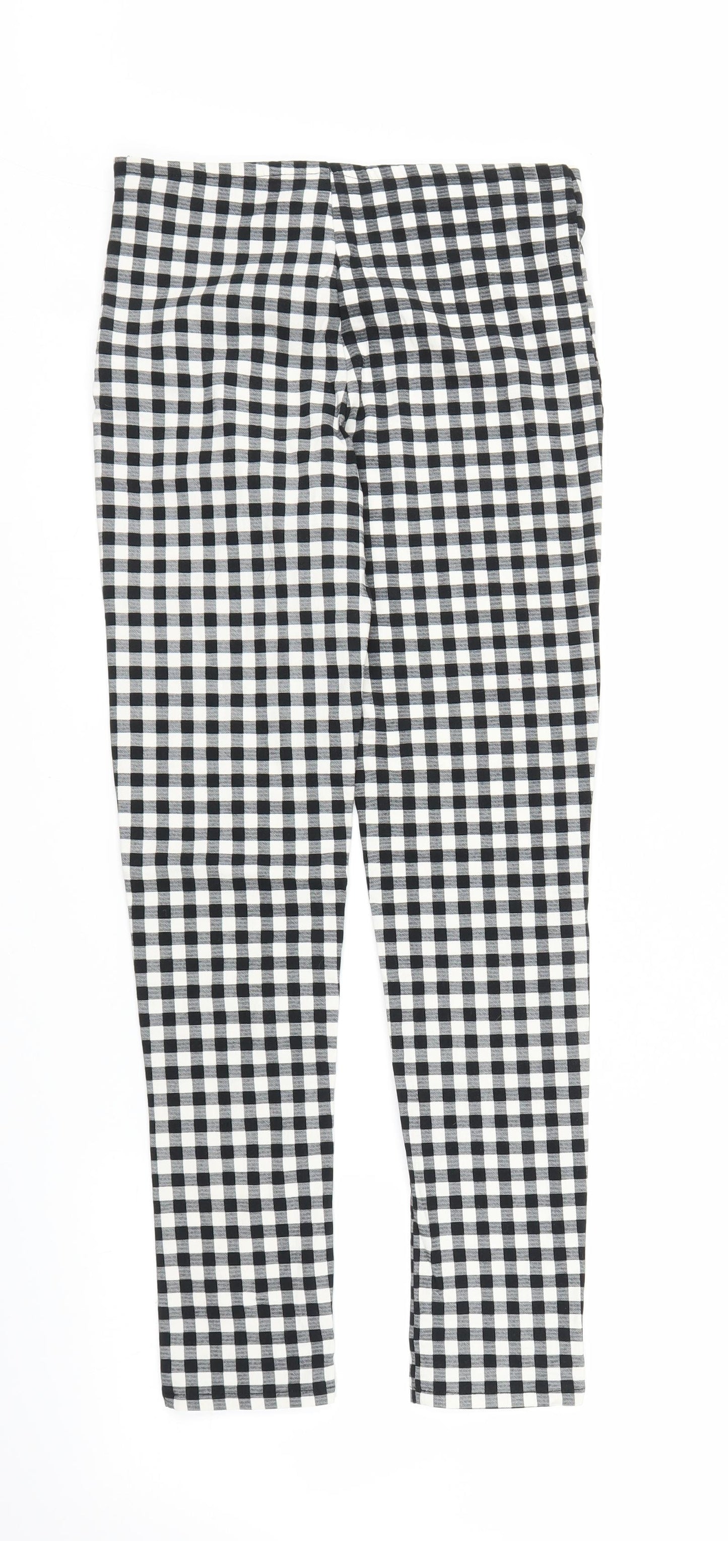 Primark Womens Grey Check  Carrot Trousers Size 8 L25 in