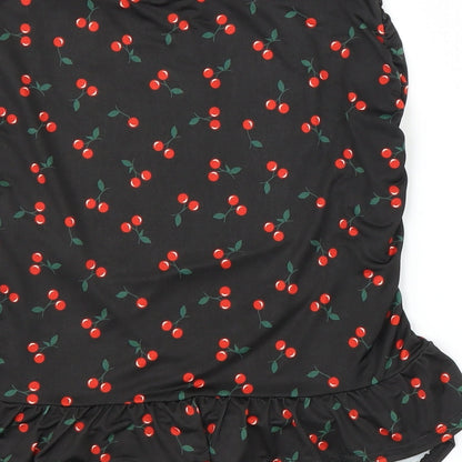 Boohoo Womens Brown   Basic Blouse Size 10  - Cherry pattern