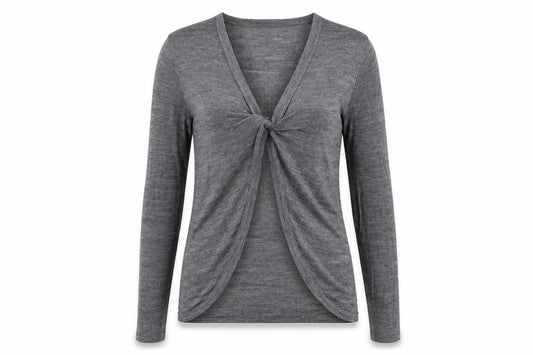 Front view of Mexx women’s grey basic t-shirt, size L