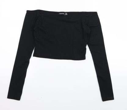 Boohoo Womens Black   Basic T-Shirt Size 12  - crop
