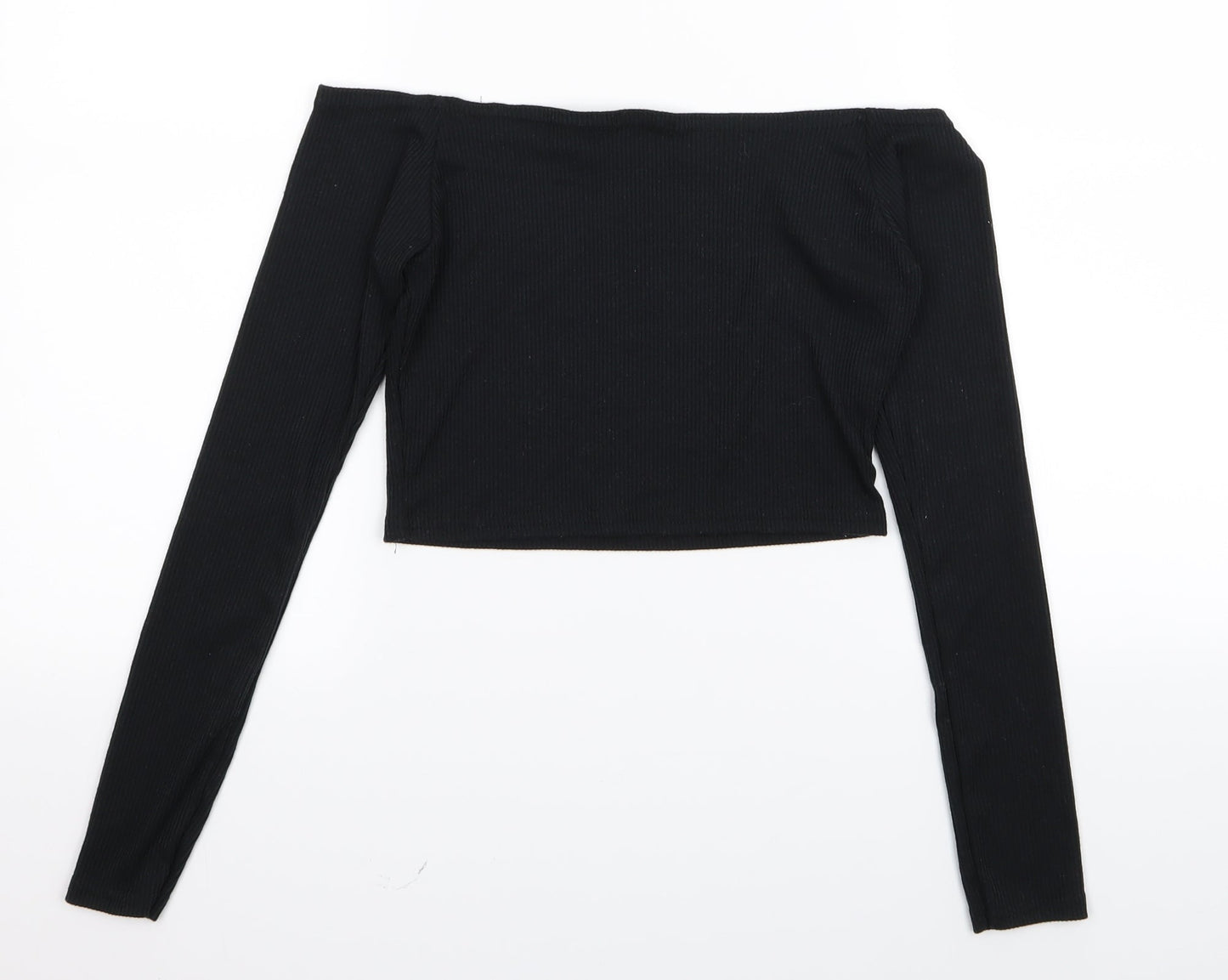 Boohoo Womens Black   Basic T-Shirt Size 12  - crop