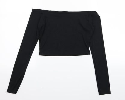 Boohoo Womens Black   Basic T-Shirt Size 12  - crop