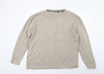 Tnx Mens Beige  Knit Pullover Jumper Size L