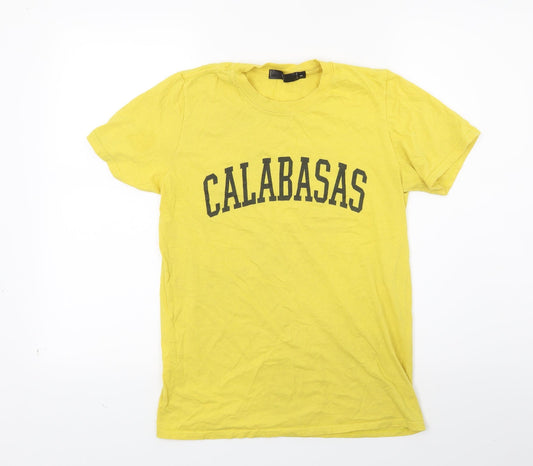 Missguided Womens Yellow   Basic T-Shirt Size S  - Calabasas