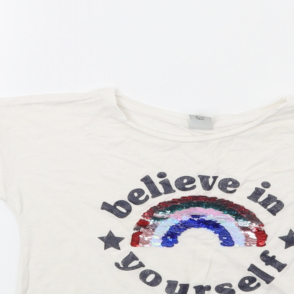 TU Girls White  Jersey Basic T-Shirt Size 6-7 Years  - believe in your elf