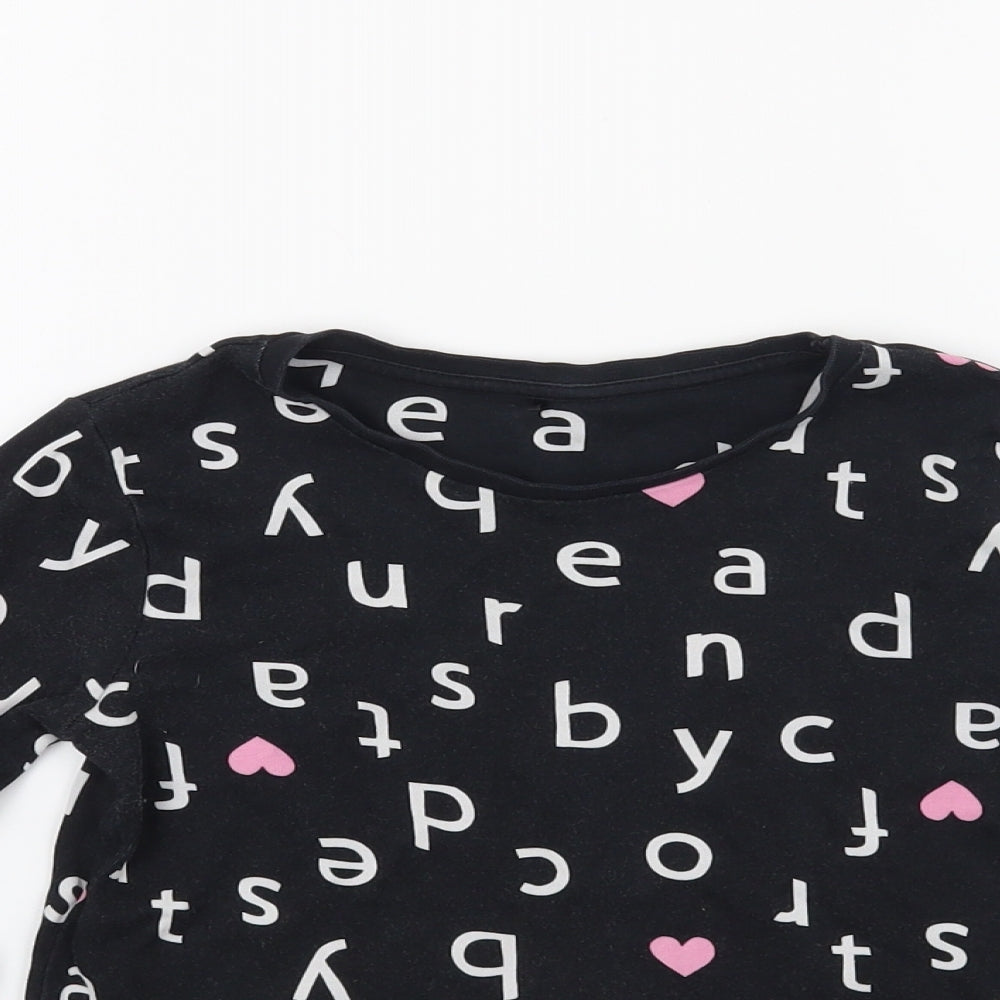 Close-up detail of George girls’ black pullover sweatshirt, size 6-7, years