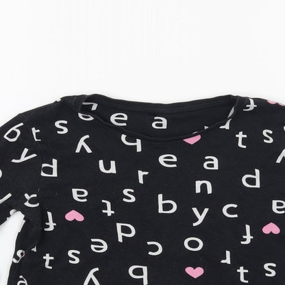 Close-up detail of George girls’ black pullover sweatshirt, size 6-7, years