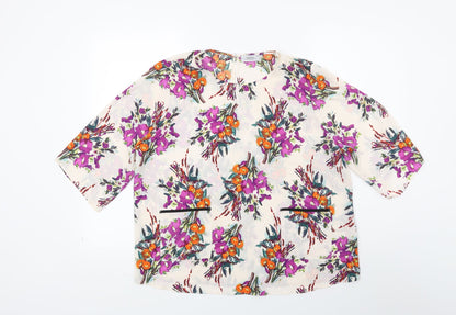 Papaya Womens White Floral  Basic Blouse Size 16