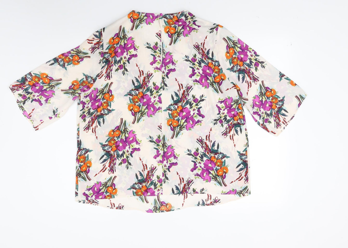 Papaya Womens White Floral  Basic Blouse Size 16