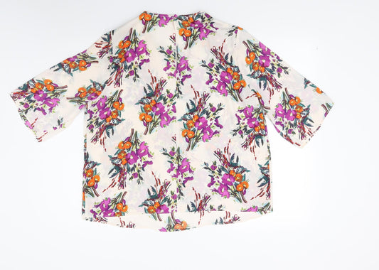 Papaya Womens White Floral  Basic Blouse Size 16