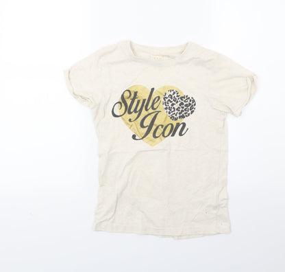 YD Girls White   Basic T-Shirt Size 10 Years  - Style Icon