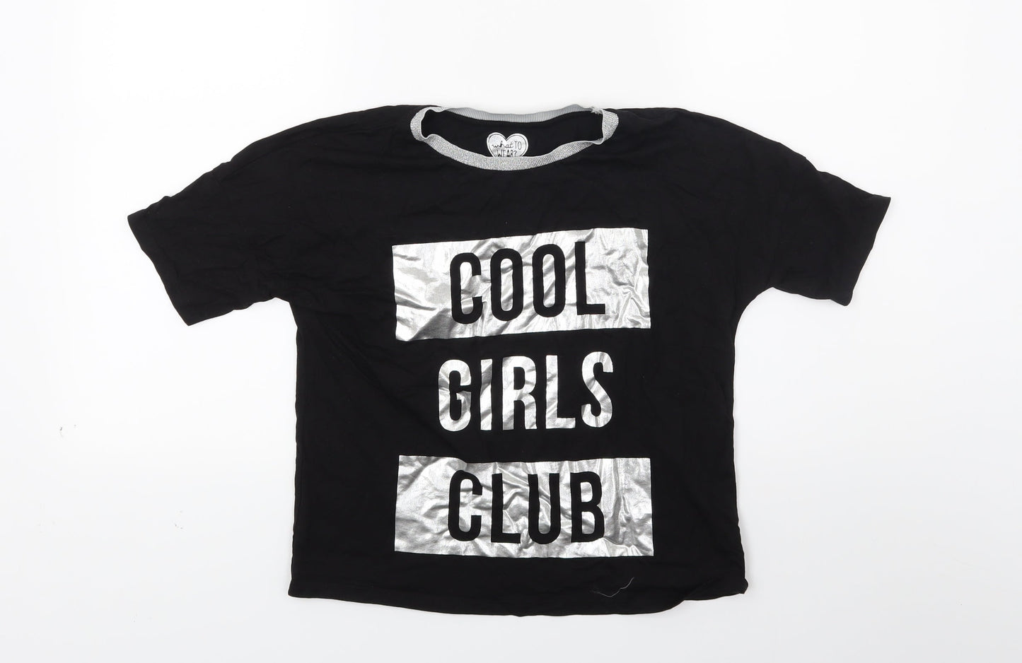 F&F Girls Black   Cropped T-Shirt Size 11-12 Years  - Cool girls club