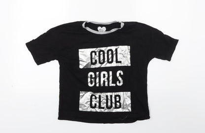 F&F Girls Black   Cropped T-Shirt Size 11-12 Years  - Cool girls club