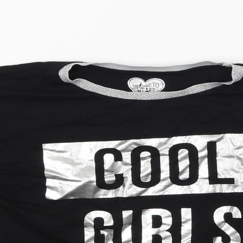 F&F Girls Black   Cropped T-Shirt Size 11-12 Years  - Cool girls club
