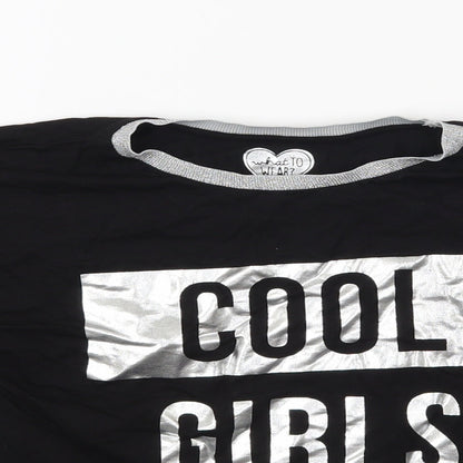 F&F Girls Black   Cropped T-Shirt Size 11-12 Years  - Cool girls club