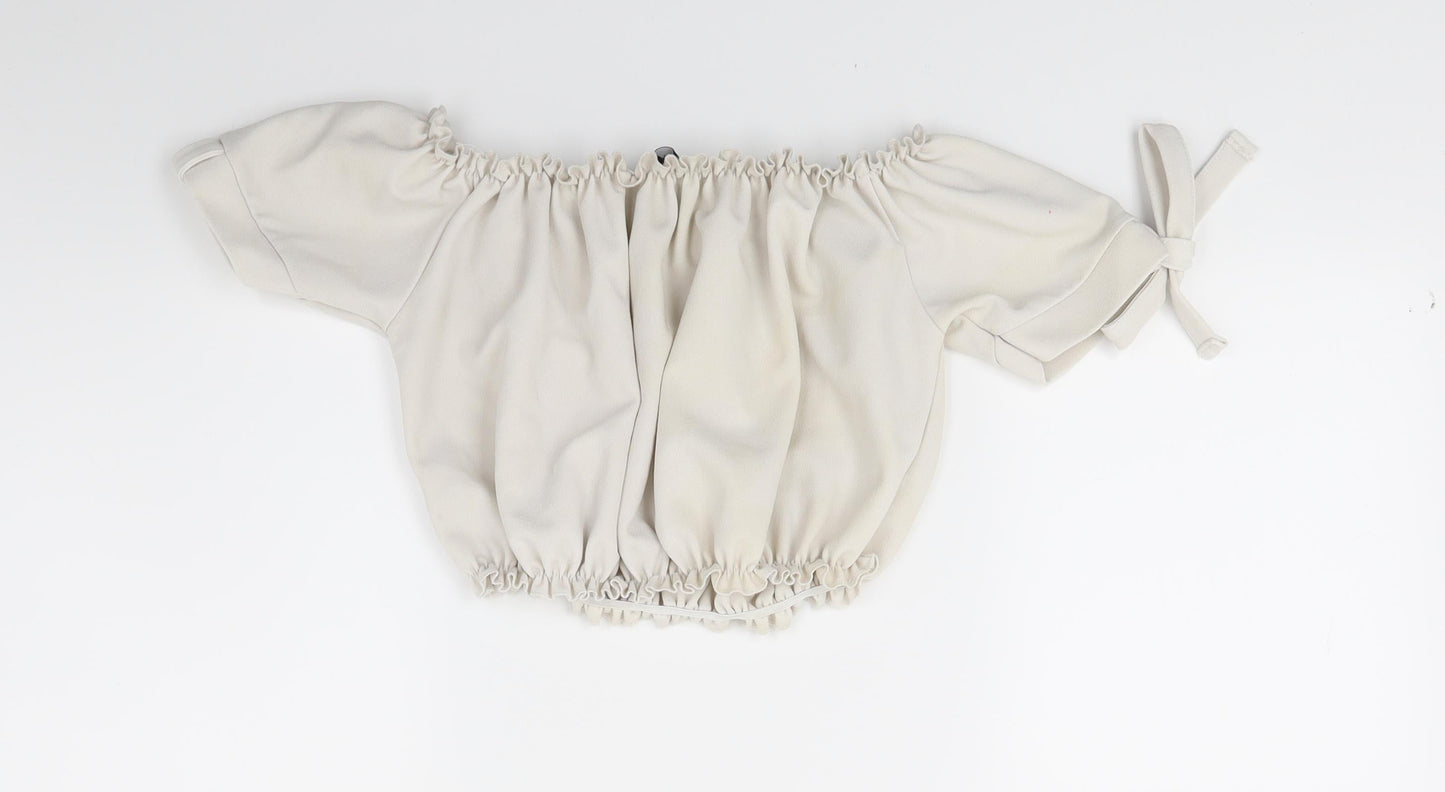 Womens UK Size 6 New Look Beige Cropped Blouse