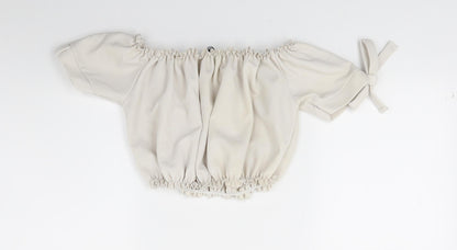 Womens UK Size 6 New Look Beige Cropped Blouse