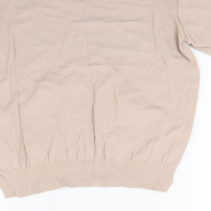 Brand and care label for Amy & grace women’s brown jumper, size S