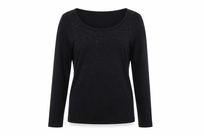 Front view of Joann hope women’s black knit jumper, size UK 14