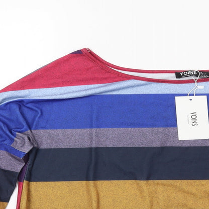 Yoins Womens Multicoloured Striped  Pullover Jumper Size 8