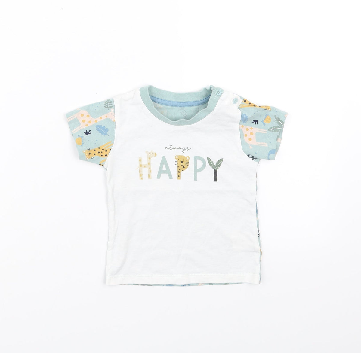 Matalan Baby Green   Basic T-Shirt Size 6-9 Months  - animals