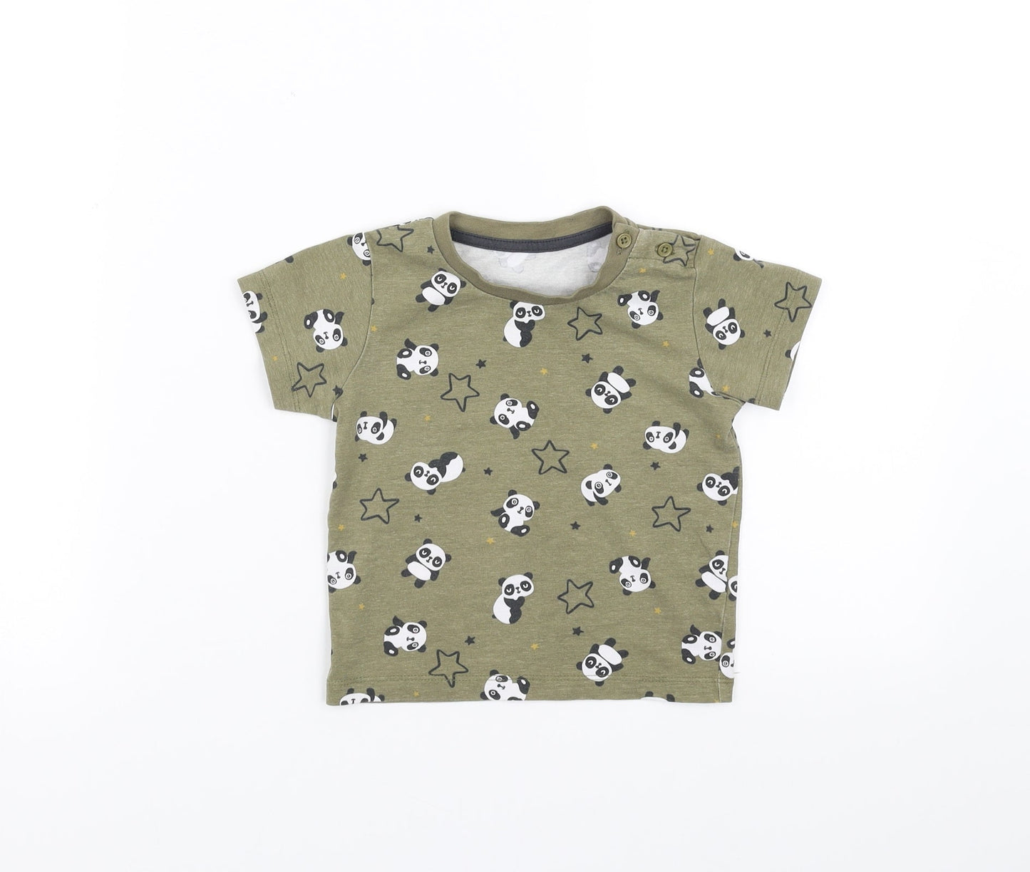 Matalan Boys Green   Basic T-Shirt Size 9-12 Months  - panda stars