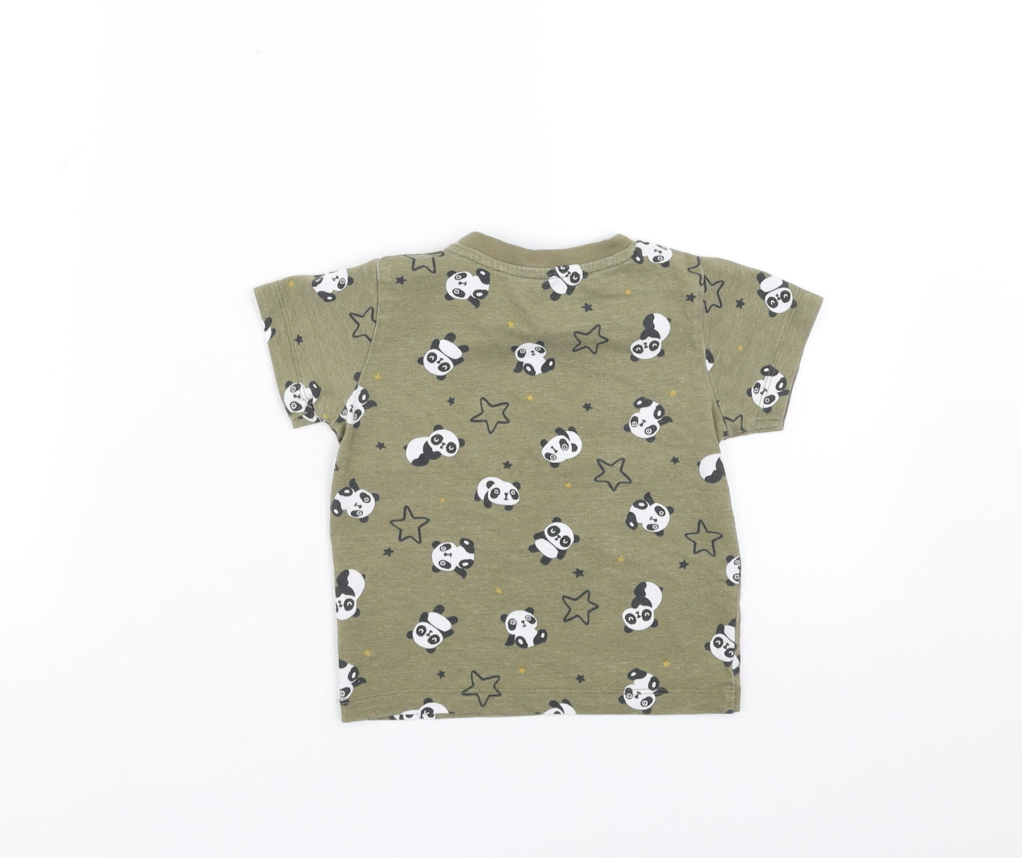 Matalan Boys Green   Basic T-Shirt Size 9-12 Months  - panda stars