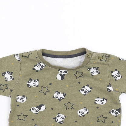 Matalan Boys Green   Basic T-Shirt Size 9-12 Months  - panda stars