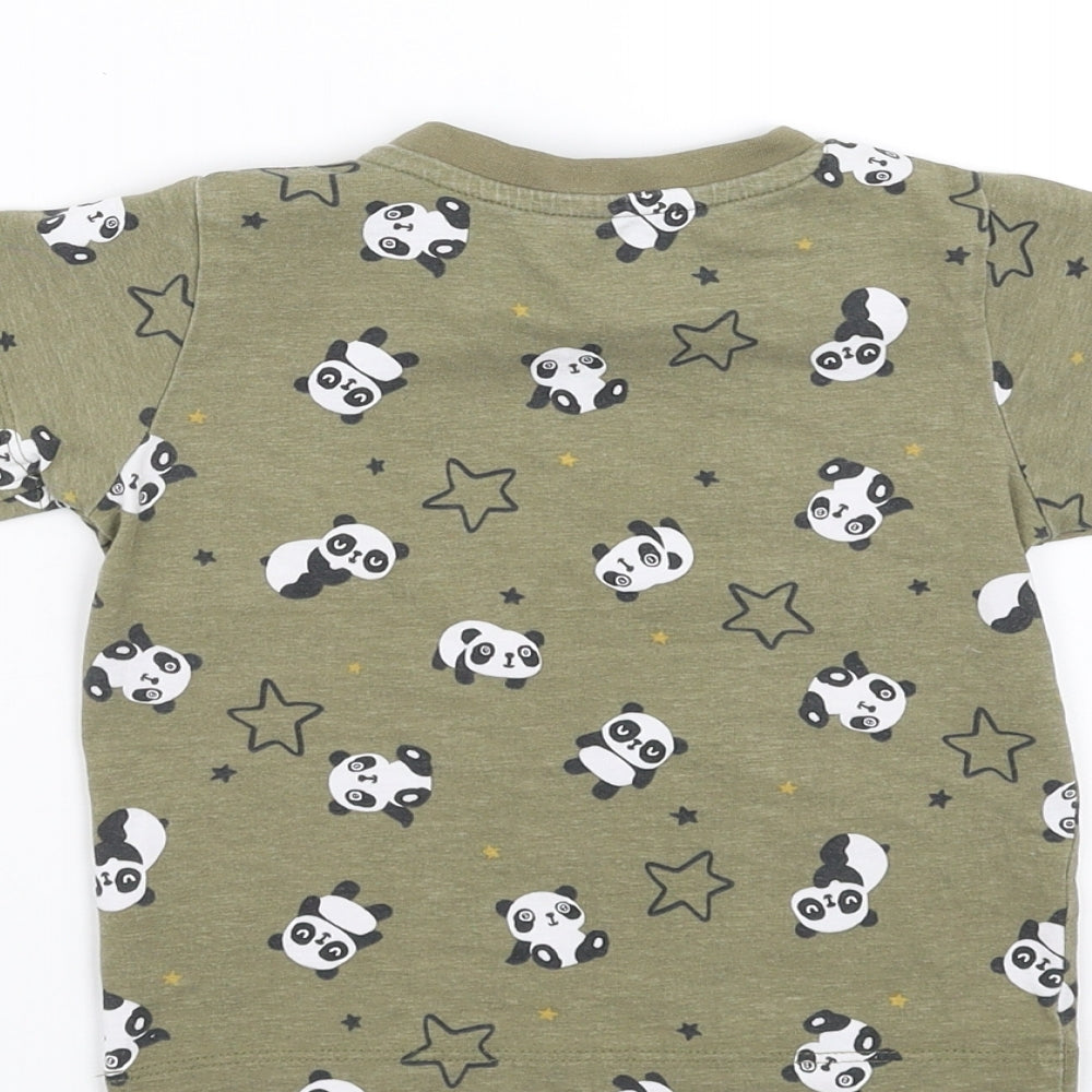 Matalan Boys Green   Basic T-Shirt Size 9-12 Months  - panda stars
