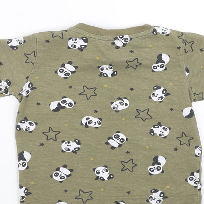 Matalan Boys Green   Basic T-Shirt Size 9-12 Months  - panda stars