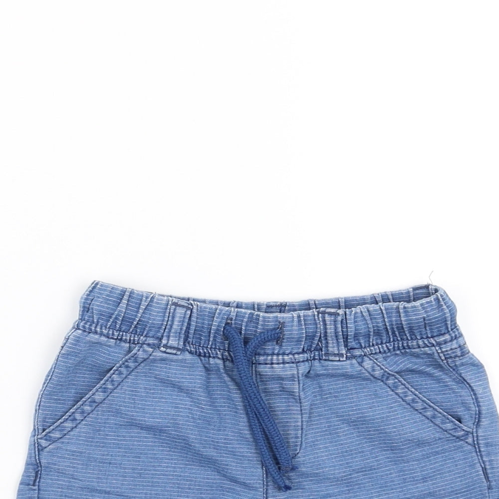 F&F Baby Blue Striped  Cropped Trousers Size 6-9 Months  - shorts
