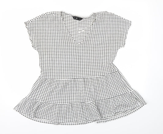 F&F Womens Black Check  Basic T-Shirt Size 6