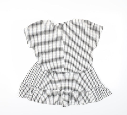 F&F Womens Black Check  Basic T-Shirt Size 6