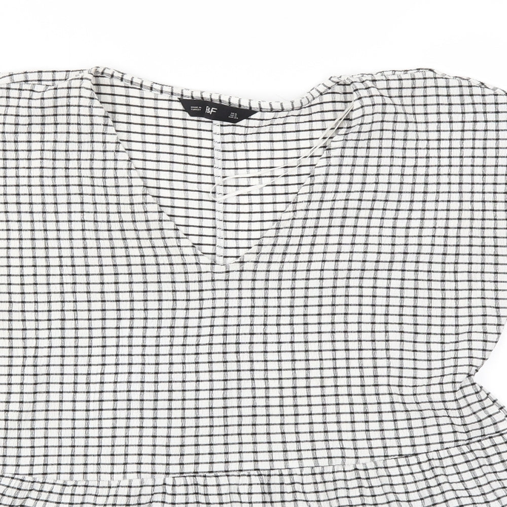 F&F Womens Black Check  Basic T-Shirt Size 6