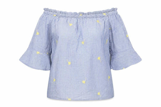 F&F Womens Blue Floral  Basic T-Shirt Size 6