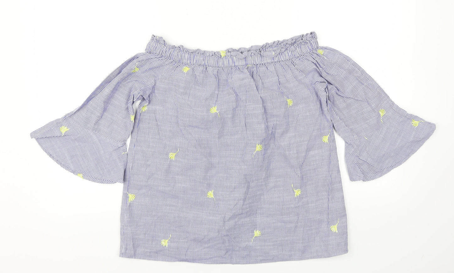 F&F Womens Blue Floral  Basic T-Shirt Size 6