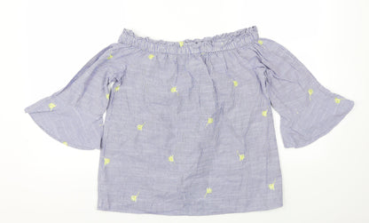 F&F Womens Blue Floral  Basic T-Shirt Size 6