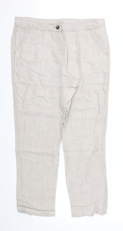 Womens UK Size 14 Moda Regular Fit  Beige Trousers