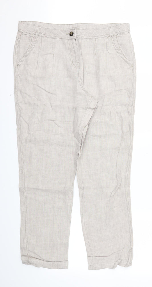 Womens UK Size 14 Moda Regular Fit  Beige Trousers