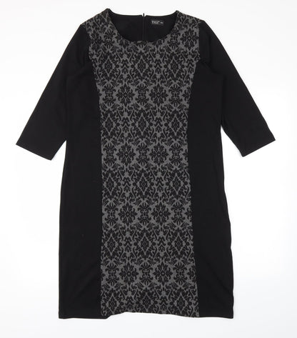 TIGI  Womens Black Animal Print  Fit & Flare  Size 10