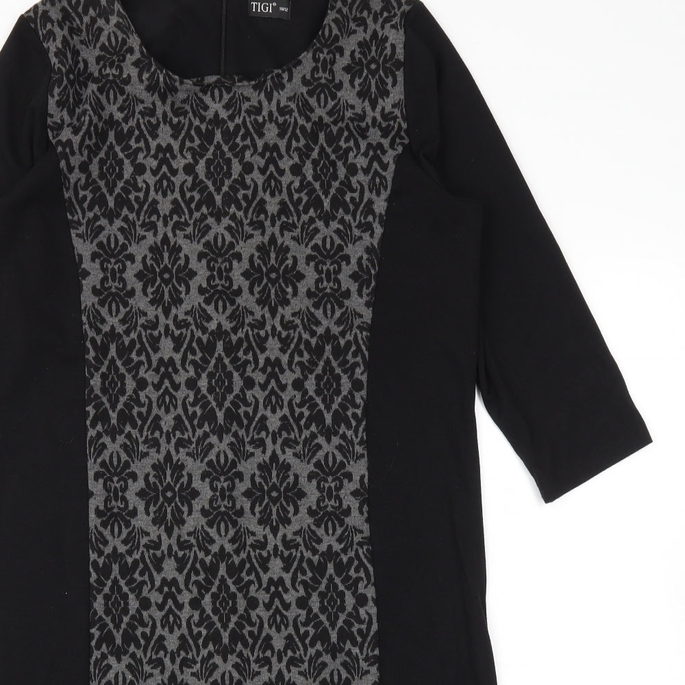 TIGI  Womens Black Animal Print  Fit & Flare  Size 10