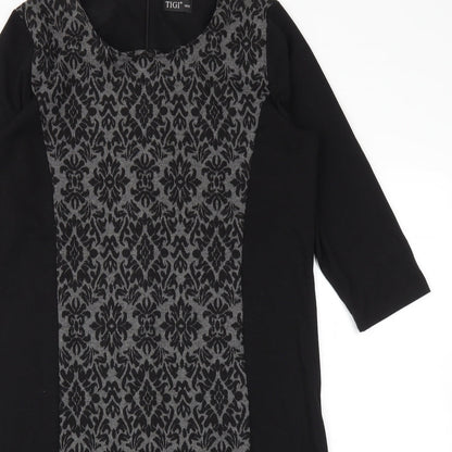 TIGI  Womens Black Animal Print  Fit & Flare  Size 10