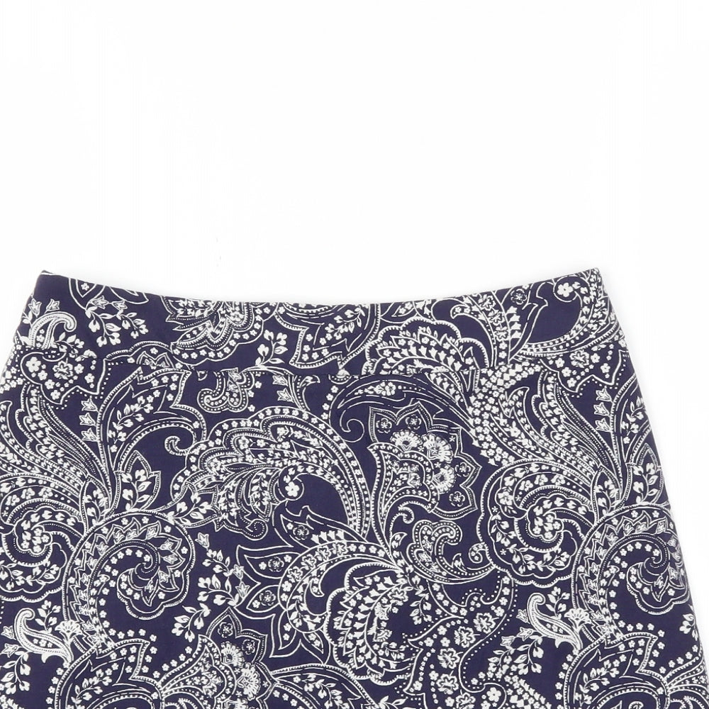 New Look Womens Blue Floral  A-Line Skirt Size 8