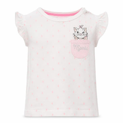 Front view of Disney Baby White Animal Print Basic T-Shirt, size 12-18, Months