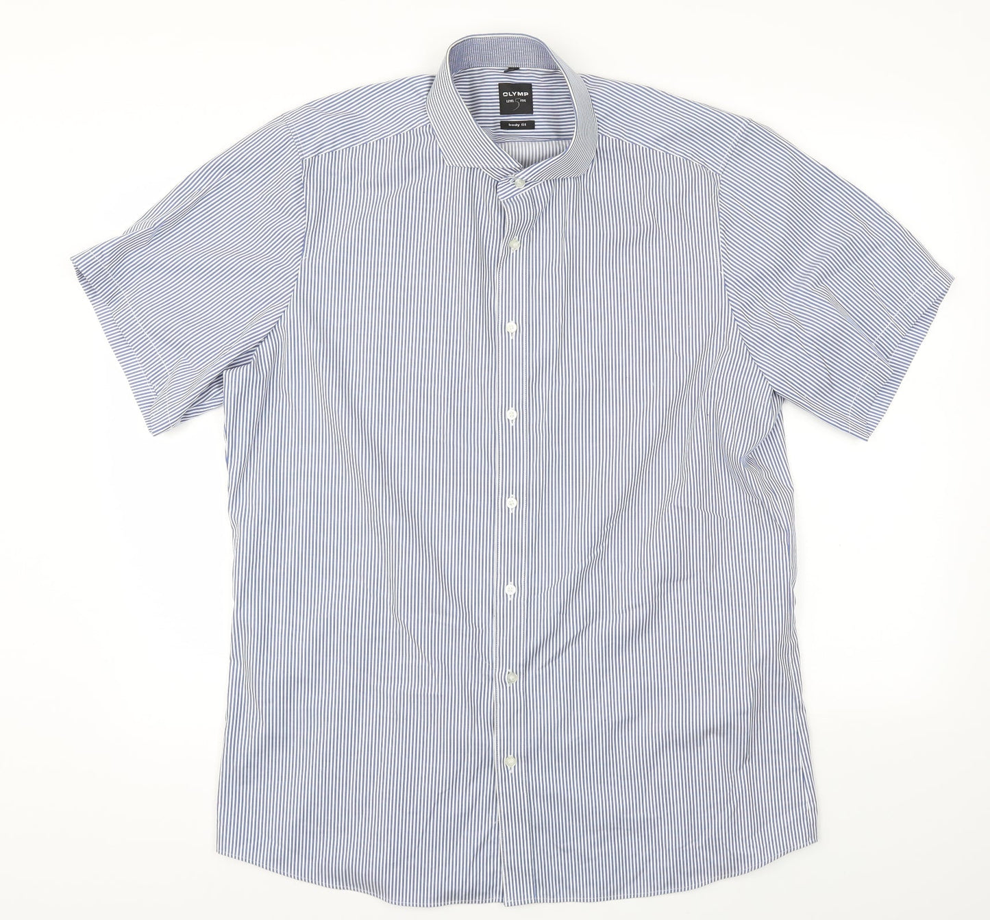 OLYMP  Mens Blue Striped   T-Shirt Size 17
