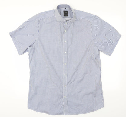 OLYMP  Mens Blue Striped   T-Shirt Size 17