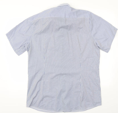 OLYMP  Mens Blue Striped   T-Shirt Size 17