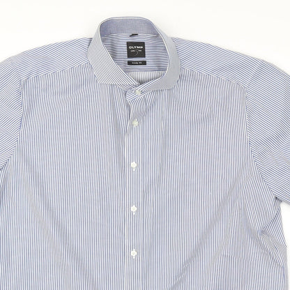 OLYMP  Mens Blue Striped   T-Shirt Size 17