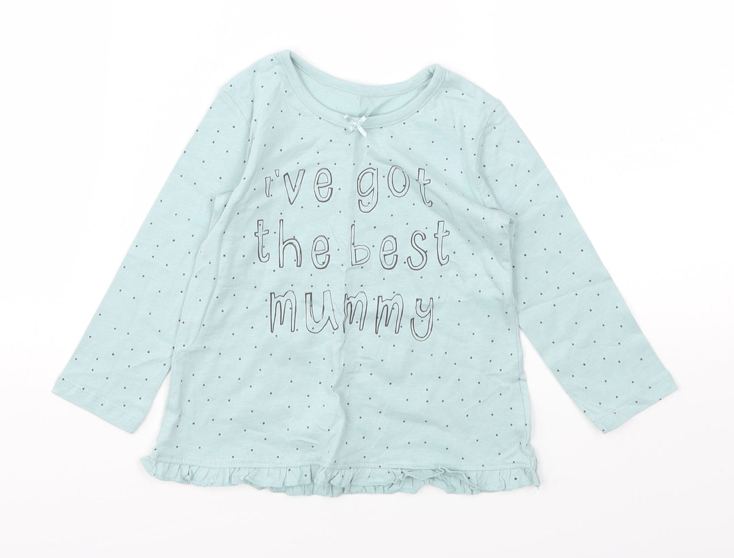 George Girls Blue Polka Dot  Basic T-Shirt Size 9-12 Months