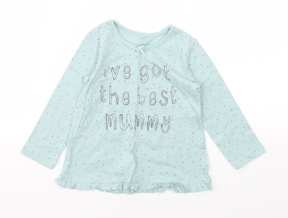 George Girls Blue Polka Dot  Basic T-Shirt Size 9-12 Months